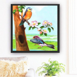 5D teemantmaal, t&auml;ispuur, &uuml;mmargune lindude kivikivide pildid, teemanttikandid 30x30