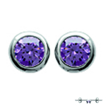 Les Tr&eacute;sors De Lily [M1795] - Boucles argent 'Unique' am&eacute;thyste argent&eacute; (rhodi&eacute;) - 3 mm lilla