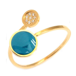 Les Tr&eacute;sors De Lily [Q0748] - Bague cr&eacute;ateur acier 'Boho' turquoise dor&eacute; - 5 et 8 mm t&uuml;rkiissinine