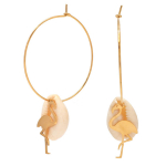 Les Tr&eacute;sors De Lily [Q8593] - Cr&eacute;oles cr&eacute;ateur acier 'Cowrie' beige dor&eacute; (flamant rose) - 40 mm- cowrie20x13 mm- flamant 25x13 mm beež