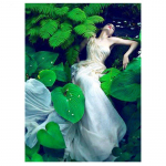 teemantmaal Rohelised taimelehed naine Ristpistes Teemanttikandid 20X30CM