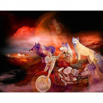 Teemanttikandi muster T&auml;isring/&uuml;mar ristpistes Wolves Mootorratas Rubiku kuubik Teemant 20X30CM