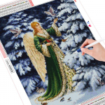 Teemantmaali ingli k&auml;sit&ouml;&ouml;komplekt t&auml;isruudukujuline &uuml;mmargune 5D teemanttikandid portreekunst rhinestone'i talvine kodukaunistus Full Round 20X30CM