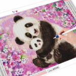 5D Teemantmaali Loom Panda Teemanttikandid Lillede pildid kividest t&auml;ismosaiigist k&auml;sitsi valmistatud kingitus Full Round (20X30CM)