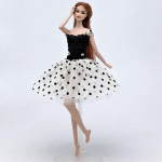 Must-valge pitsiline t&auml;piline l&uuml;hike tutu seelik kleit Barbie-nuku riided 1/6 BJD nuku peokleidid nuku tarvikud must