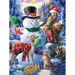 Teemantmaal Lumememm T&auml;isruudukujuline kivikivikomplekt Teemanttikandid Talvine mosaiik Multifilm Ristpistega j&otilde;ulukingitus Full Round 20X30CM punane