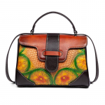 Johnature k&auml;sitsi valmistatud reljeefne naiste kott ehtsast nahast mitmek&uuml;lgne k&auml;ekott Looduslikud veisenahast &otilde;lakottid pruun