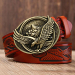 Gfohuo uus mood vabaaja meeste nahast rihmad meeste tippkvaliteediga Eagle Totem Copper sileda pandlaga retrov&ouml;&ouml; meeste teksadele 110cm