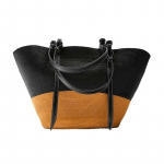 Yogodlns Lady Summer Beach Straw korvkotid Casual Rattan Suure mahutavusega kandikud Naiste Br&auml;ndid Disaink&auml;ekotid Punutud kootud &otilde;lakotid 26*16*26cm must/khaki