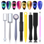 Nail Art Tooli magnetpliiats, 10 t&uuml;kki k&uuml;&uuml;nte magnetpulgade komplekt DIY Magic 3D magnetpulgade komplekt ideaalseks kassisilma manik&uuml;&uuml;ri maagiliseks efektiks