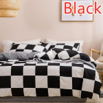 Geomeetrilise mustriga tekikott ja padjap&uuml;&uuml;r, &uuml;lipehme mikrokiudkangas, 10 suurusega &uuml;heinimesevoodi, kaheinimesevoodi, kaheinimesevoodi ja &uuml;lisuur kaheinimesevoodiga voodipesu US-Twin must