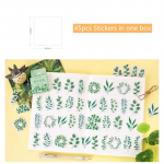 45 tk Natural Pick kleebiste komplekt 44 mm Mini Garden Roheliste lehtedega taimekleebiste p&auml;evik Album DIY Dekoratsioon Kleebised Kingitus