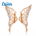 LSOOYH Clip K&otilde;rvar&otilde;ngad Roosa kullav&auml;rvi Moodne K&otilde;rvar&otilde;ngas Naistele Liblikas Cubic Zirconia Stud K&otilde;rvar&otilde;ngad Ehted A