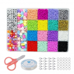 24 pesaga mitmev&auml;rviliste k&uuml;psetusv&auml;rvi helmeste komplekt klaashelmestega karbi t&auml;hestikumustriga helmed isetegemise k&auml;ev&otilde;rude jaoks about 12000pcs 3mm beads