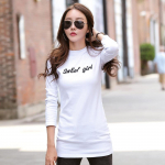 Kevadine T-s&auml;rk Naiste pikkade varrukatega mood Camisetas Mujer O-kaelusega T-s&auml;rk, pikk tuunikatopsid S&uuml;gis Basic T-s&auml;rgid, soojad paksud M valge
