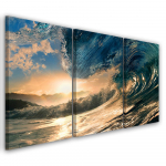 Kolmeosalise pildiga l&otilde;uenditr&uuml;kk Waves Sea Sun 60x40 sinine