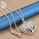 925 Sterling h&otilde;bedane &otilde;&otilde;nes armastuse pall 18 tolli keti ripatsiga kaelakee ehted 45cm