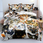 Kasside 3D-teemaline voodipesukomplekt, udusuletekk ja padjap&uuml;&uuml;r, 2/3 t&uuml;kki AU240 * 270 &uuml;lisuur pehme kodukaunistus Baby 100x135cm