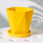 Plastvaigust lillepott Geometric Nordic Flowerpot Nursery Container Bonsai 7*11*13cm kollane