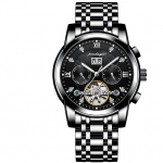 POEDAGAR uus TOP-br&auml;ndi luksuslik kastiga automaatse veekindla valgusega meeste mehaanilised k&auml;ekellad Steel belt