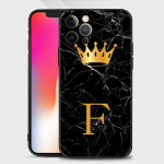 Gold Crown Letter Queen telefoni&uuml;mbris iPhone'ile 14 13 12 11 Pro Max Xs Max Xr X 7 8 Plus 12 Mini 6s Silicone Black Shell For iPhone 14Pro Max