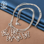925 Sterling Silver Five Butterfly Snake Chain Kaelakee Ehted 45cm