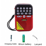 Kaasaskantav miniraadio FM-raadio vastuv&otilde;tja traadita Bluetooth-k&otilde;lar koos helendava nupuga taskulambiga, toetab USB TF-kaardim&auml;ngijaid punane
