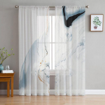 Valge ja kuldse mustriga marmorist l&auml;bipaistev vookardin elutoa jaoks L&auml;bipaistev t&uuml;llist aknakardin magamistoa tarvikute sisekujunduseks 1 PCS W400XH250cm