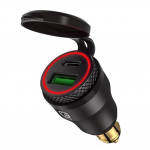 Alumiiniumist DIN Hella pistik 30W 5A toiteallika mootorratta topelt-USB laadija QC3.0 toiteadapter Veekindel 12V-24V BMW Ducati jne Hella DIN-pesa jaoks 5.8x2.8x2.8cm