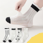 4 paari suvised &uuml;hev&auml;rvilised v&otilde;rksokid beebi sokid lastele t&uuml;drukutele armsad hingavad pehmed puuvillased laste sokid t&uuml;drukutele M must