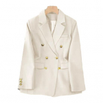 Naiste bleiser OL Stiilis t&ouml;&ouml;lk&auml;imiseks lahtine &uuml;hev&auml;rviline kaherealine pikkade varrukatega rev&auml;&auml;r, s&auml;lguga krae taskud, pidulik &auml;rimantel 3XL beež