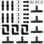 30 t&uuml;kki, tilkniisutamise tarvikute komplekt, niisutusotsaga &uuml;hendus veetoru pistik 1/2-tollise torustiku vees&uuml;steemi jaoks, 30PCS