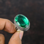 Lihvitud kroomitud diopsiids&otilde;rmus k&auml;sitsi valmistatud antiikehted 925 sterlingh&otilde;bedast s&otilde;rmuse kujundaja v&auml;&auml;riskivist s&otilde;rmus vanaaegsed ehted, saadaval s&otilde;rmuse suuruses Adjustable