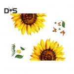 1 lehe tualettruumi kleebis, eemaldatav veekindel, j&auml;lgedeta p&auml;evalillelehe liblikamustriga tualettkleebis Vannitoa tarvik 1pc