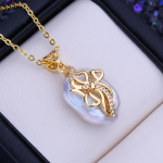 LSOOYH looduslik magevee suur barokkp&auml;rli ripats Klassikaline kullav&auml;rvi lilledega ripats kaelakeed naistele t&uuml;drukule s&uuml;nnip&auml;evakingitus kuld