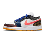Air Jordan 1 Low MMD BG Mitmev&auml;rvilised ruudulised laste tossud Mitmev&auml;rvilised Valge Must DH7547-100 38.5