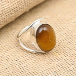 Tiger's Eye kalliskivist k&auml;sitsi valmistatud ehted 925 h&otilde;bedast s&otilde;rmus j&otilde;uludeks 4 kollane