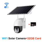P&auml;ikesekaamera Juhtmeta WiFi 4G P&auml;ikesepatarei toitega v&auml;listingimustes Turvakaitse J&auml;relevalve Videokaamera Nutikas kodu PIR-kaamera CCTV 【WIFI】1W mAh + 32G Card valge/must
