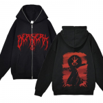 Berserk dressipluus T&auml;is lukuga jakid Y2k kapuutsiga vabaaja kampsunid Anime tr&uuml;kiga mantel S&uuml;gisfliis riided, kapuutsiga meestele XXXL