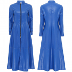 Steampunk stiilis gooti mootorratturite mantel Disco Party Pikk mantel Kunstnahast Trench Coat jope Mantel Kleit T&otilde;mblukuga Pahkluu pikkus Naistele Mehed XL kuninglik sinine v&auml;rv