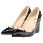 Naiste seksikad pumbad, terava varbaga needid k&otilde;rge kontsaga kiiludega lakknahast platvormkingad 35 must