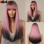 ALAN EATON Blonde Brown Ombre s&uuml;nteetilised parukad, pikad sirged kihiline parukas naistele Cosplay Party Natural Hair Parukas Kuumakindel kupong ja allahindlus