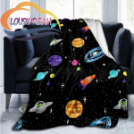 Kosmoseuniversumi vektor ja paljud Galaxy seeria planeedid Villatekk Ka&scaron;miirmood Flanell Blanke 150x200cm