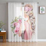 Ilusad akvarell-t&uuml;druku l&auml;bipaistvad aknakardinad elutoa magamistuppa Moodsad Voile t&uuml;llkardinad Kangast kardinad k&ouml;&ouml;gi jaoks 135W x 114H(cm)