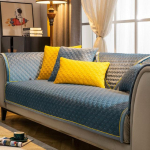 Tepitud paks pl&uuml;&uuml;s sametdiivani kate 3 4 istekohta Loveseat L-kujuline diivani kate Tahke &uuml;lipehme tugitoolikaitse roheline soe Cushion cover45x45cm helesinine v&auml;rv