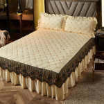Luksuslik tikandiga voodikate Paks Palus tepitud voodi seelik Talvine soe pehme samet King-suurusega voodikate ilma padjap&uuml;&uuml;rita 1pc Skirt 180x200cm beež