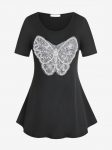 Rosegal Plus Size & Curve Beads Lace Butterfly Tikitud T-s&auml;rk M must
