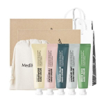 Mediflower Delica hand cream 5 types x 2p + shopping bag 2p + pouch set, 600g, 1 set