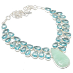 Natural Amazonite, Topaz Gemstone Handmade 925 Sterling Silver Necklace 18 l1n20