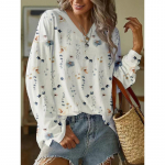 S&uuml;gis- ja talvine pikkade varrukatega T-s&auml;rk S&auml;rk Tr&uuml;kitud Pikkade varrukatega T-s&auml;rk S&auml;rk Lahtine V-kaelusega T-s&auml;rk Naiste Kampsun S valge